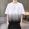 Camiseta de Manga Curta para Homens Verão 2022 Manga Longa Nova Tendência Camiseta Estilo Hong Kong Solta Tamanho Grande Juvenil Manga Três Quartos