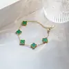 Venta caliente transfronteriza 13MM cadena de doble cara versátil de alta calidad oro trébol de cuatro hojas pulsera de cinco flores no se decolora pulsera de lujo ligero