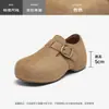 Sapatos Femininos August Lion Castanho-Avelã Cobertura Total 2026 Novo Outono Sola Grossa Aumento de Altura Sola Macia Slip-On Casuais