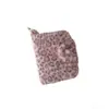 Elegante monedero con estampado de leopardo rosa, tarjetero de banco portátil para estudiantes, tarjetero de felpa versátil, bolsa para auriculares