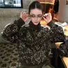 Temporada de entrevistas de emprego estilo americano jaqueta popular de luxo para o dia a dia com estampa de leopardo para homens e mulheres, jaqueta curta retrô americana, solta casual moderna