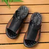 Pantuflas de Cuero para Hombre con Bloques de Color, Sin Cordones, Deslizables, de Verano, Antideslizantes, Resistentes al Desgaste, Casuales, para Exteriores, Dropshipping Transfronterizo