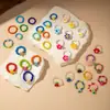 Anillos de Cuentas de Arroz Coloridas Japonesas y Coreanas, Anillos Elásticos de Flor de Zanahoria de Colores Mixtos Frescos, Lote Mixto de 10 Piezas, Juego de Anillos de Entrega Aleatoria
