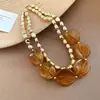 Collar Irregular de Perlas Acrílicas Transfronterizo Europeo y Americano, Cadena para Clavícula de Lujo Ligero y de Gama Alta, Collar de Moda Estilo Vacaciones para Mujer