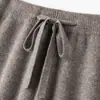 Pantalones de Punto de Lana Suave de Cintura Alta para Otoño e Invierno para Mujer, Versátiles Pantalones Largos Rectos de Cachemira para Personas Pequeñas
