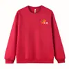 Nova Blusa de Moletom Vermelha com Gola Redonda para Homem Outono/Inverno 2026, Forrada com Lã, Blusa de Casal Ano do Zodíaco