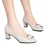 Piel Suave No Roza los Dedos Punta Fina para Mujer 2026 Planos Otoño Nuevo Estilo Elegantes Hebilla Cuadrada Tacones Altos para Viajar Adelgazantes Zapatos de Trabajo