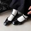 En Stock~Zapatos de Mujer Mary Jane Estilo Suave Punta Cuadrada con Lazo 2025 Nuevo Estilo Zapatos Planos de Boca Baja con Correa de Hebilla