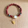 Pulsera de cinabrio Suerte Suerte Pulsera de cuentas para hombre y mujer año animal regalo seguro joyería de estilo antiguo