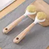 Mango de Madera de Caucho Cepillo Limpiador de Ollas de Sisal Natural Mango Largo de Madera de Haya Cepillo Rascador de Ollas Cabezal de Cepillo Quitamanchas Cocina Sartén Antiadherente