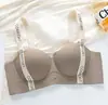 Sutiã com Alça de Ombro de Letra para Levantar Seios Pequenos de Mulheres, Push-Up e Aumento, Suporte Superior Sem Costura para Seios Secundários, Sutiã Ajustável Anti-Queda