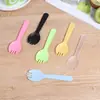 Cucharas Desechables para Postre al por Mayor, Cucharas Pequeñas Coloridas Escarchadas, Tenedores Lindos Independientes para Pastel, Postres Sundaes y Sushi