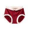 Rojo Benmingnian Encaje Cintura Alta Abdominal Ancla Rojo Hongyun Transpirable Entrepierna Calzoncillos para Mujer Calcetines