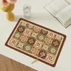 Mantel Retro Cuadros Estilo Crema, Impermeable y Resistente al Aceite No Lavable, Posavasos para Mesa de Cocina, Mantel Individual de Cuero para Mesa de Comedor