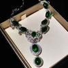 Conjunto de collar con cadena de esmeralda colombiana natural de imitación de cara sencilla con transmisión en vivo de TikTok, collar de calcedonia verde, regalo para el Día de la Madre
