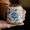 Bule de Chá de Cerâmica Ru Kiln Yu Huang com Desenho de Videira de Lótus, Pote Selado de Cerâmica Premium, Recipiente para Armazenamento de Chá, Acessórios para Conjunto de Chá Chinês