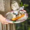 Lindo Juego de Vajilla de Cerámica Hoshino Flor y Lenguaje con Color Bajo Esmalte, Estilo Simple Hogareño Juego de Tazón, Plato, Cuchara