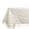 Tela Fresca y Sencilla de Algodón y Lino con Pequeño Patrón Floral de Margarita, Mantel Estilo Japonés, Mantel Rectangular Estilo Campo Francés con Flores de Seda