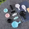 Cuatro Tesoros del Estudio: Reposaplumas para Caligrafía, Portalápices, Plato para Tinta de Plástico Multiusos Anticaídas, Plato para Tinta Flor de Ciruelo, Plástico