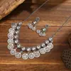 1 Juego de Moda Estilo Retro de Oriente Medio Colgante de Moneda con Pedrería Personalidad Temperamento Collar y Pendientes para Mujer Juego de Joyería para Mujer