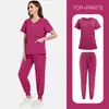 Uniformes Médicos Elásticos, Ropa de Lavado a Mano de Manga Corta para Quirófano, Tops para Mujer, Ropa de Trabajo, Uniformes de Enfermería, Ropa Quirúrgica para Doctor, Ropa de Enfermería