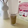 Taza de Agua de Vidrio Linda de Dibujos Animados Taza con Tapa para Leche Estilo Coreano ins para Pareja Hogar Desayuno Taza para Jugo Café
