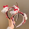 Nueva Diadema Lavado Facial Gatito Cara Cereza Roja de Mezclilla, Linda y Dulce Diadema de Peluche de Dibujos Animados para Niña, Accesorio para el Cabello