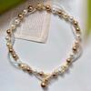 Guofeng Vintage Morandi Color alta qualidade Alto brilho Faux Crystal Pearl Dupla camada Wrap Colar Clavícula Corrente Pingente