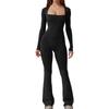 Mono de Yoga con Hilo Nuevo Producto Europeo y Americano Traje de Entrenamiento de Alta Intensidad Levantamiento de Glúteos Deporte Fitness Mono Ligeramente Acampanado Otoño e Invierno