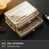 Caja de Almacenamiento Transparente de Gran Capacidad para Bolígrafos con Veta de Madera de Nogal Negro, Caja Vintage para Almacenamiento y Exhibición de Papelería, Caja de Gabinete a Prueba de Polvo