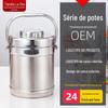 Panela de Aço Inoxidável de Camada Dupla Doméstica Marmita Térmica Panela de Entrega de Refeição Panela para Alimentos LOGOTIPO Personalizado Presente Souvenir Prático