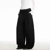 Pantalones de kendo a rayas con doble cintura y botones, estilo traje, alta gama, plisados, con caída, pierna recta, pantalones de corte limpio