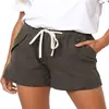 Pantalones nuevos de verano para mujer pantalones de playa Amazon europeos y americanos cordón cintura elástica algodón y lino shorts casuales para mujer en stock