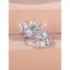 Anel de abertura de cavalo com zircônia olho de cavalo e folha AliExpress transfronteiriço moda tudo-combinável