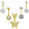 Conjunto de 5 peças de piercing de umbigo de borboleta Moda personalidade europeia e americana Unha de umbigo Joias de piercing corporal transfronteiriças Atacado em estoque