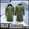 Casaco longo de algodão para homens, espessado para o inverno, cor verde sólida, casaco militar de ajuda a desastres, roupa de algodão resistente ao frio, vestuário civil para ajuda a desastres e proteção contra o frio