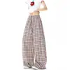 Pantalones Rectos a Cuadros Bloque de Color Retro Americano Otoño 2026 para Hombres y Mujeres, Holgados Casual Versátiles Caídos Relajados Largos