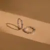 Pendientes de Aro de Cadena Nueva Transfronterizos, Pendientes Sencillos Incrustados de Circonita, Para Uso Diario, Regalo para Damas de Honor y Esposas