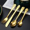 Acero inoxidable 304 Cuchillo de bistec para niños cuchara Tenedor oso de dibujos animados Comida occidental Juego de cubiertos de cuatro piezas cuchillo, tenedor y cuchara