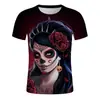 Comércio transfronteiriço Halloween Natal Camiseta com impressão digital 3D masculina feminina manga curta atacado