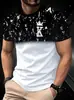 2025 Nova Moda Casual Versátil Europeia e Americana Exportação Casual Versátil de Alta Qualidade Camiseta Masculina de Manga Curta Estampada