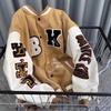 Uniforme de Béisbol con Bordado de Letras y Estampado de Tendencia Retro Americano 2023 Ropa Exterior de Algodón Chaqueta Holgada para Mujer Primavera y Otoño Atractiva