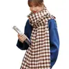 Bufanda a Cuadros para Mujer Ins Tendencia Invierno Versátil Estilo Coreano Chal de Doble Uso Chica Linda Estudiante Cuello Caliente