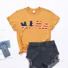 Spot 2023 Nuevo Amazon Día de la Independencia Bandera Americana MAMA Estampado Camiseta Casual de Manga Corta con Cuello Redondo para Mujer