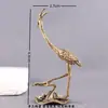 Decoração de Pet de Chá Folha de Lótus e Garça em Latão, Ornamento Vintage para Mesa de Escritório, Decoração Criativa de Garça