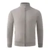 Otoño Invierno Nuevo Suéter de Punto Color Sólido Cuello Alto Más Terciopelo Moda Juvenil Casual Cárdigan Ropa Exterior para Hombre