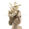 Venta caliente de Amazon sombrero bombín vintage de plumas accesorios para el cabello precioso tocado de sombrero bombín de satén sombrero de actuación nupcial europeo y americano
