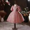 Vestido de menina infantil vestido de princesa menina aniversário estilo ocidental fio fofo vestido de dama de honra vestido de performance verão