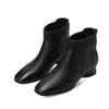 Encuentro Primero Temporada 2026 Otoño/Invierno Nuevas Botines Cortos para Mujer Tacón Bajo Punta Cuadrada Pequeña Caña Corta Botines de Moda Zapatos para Mamá
