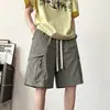 Shorts de trabajo de seda de hielo de secado rápido para hombre, ropa de verano para exteriores, pantalones casuales rectos holgados de longitud media, shorts de cinco puntos frescos de estilo americano de moda